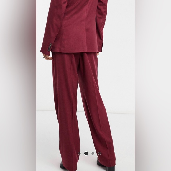 Burgundy Twill Suit Blazer and Wide Leg Pants - Picture 7 of 7
